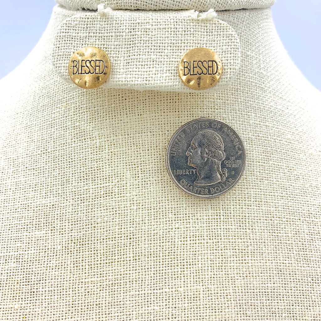 Blessed Stud Earrings - Religious Inspirational Word Earrings 5$